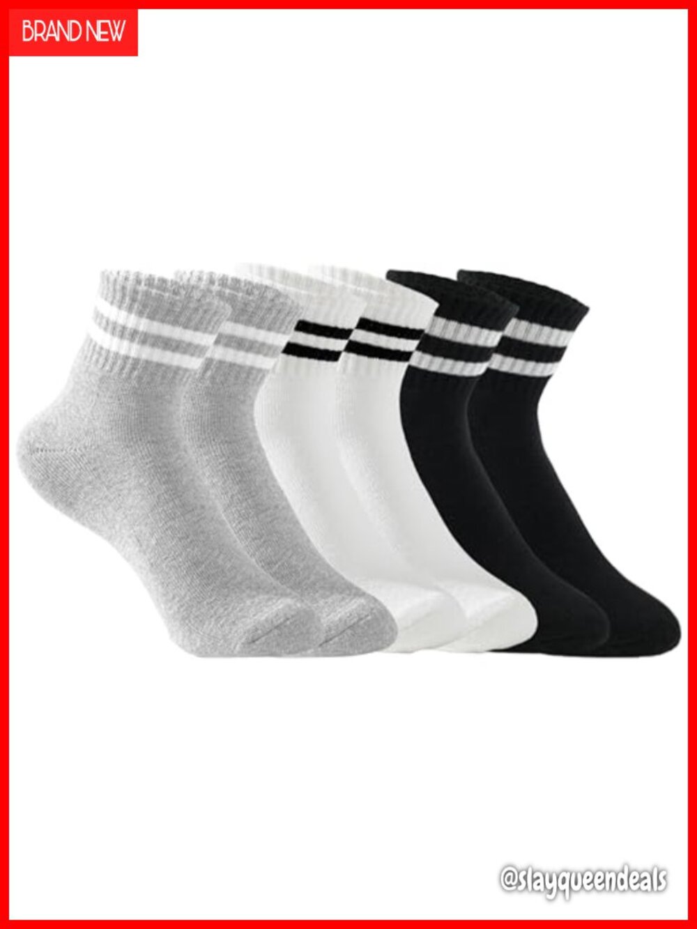 Womens Striped Crew Socks Cushioned Cotton Blend Retro Athletic Gym Socks 6